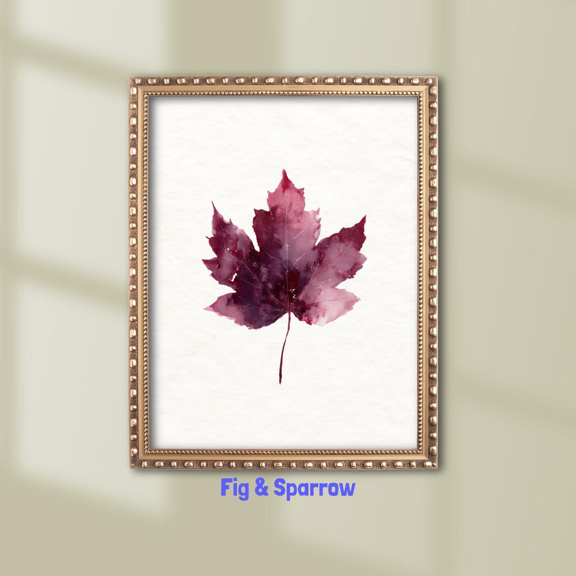 Red Maple Leaf Watercolor Botanical Fall Foliage Autumn Art Print