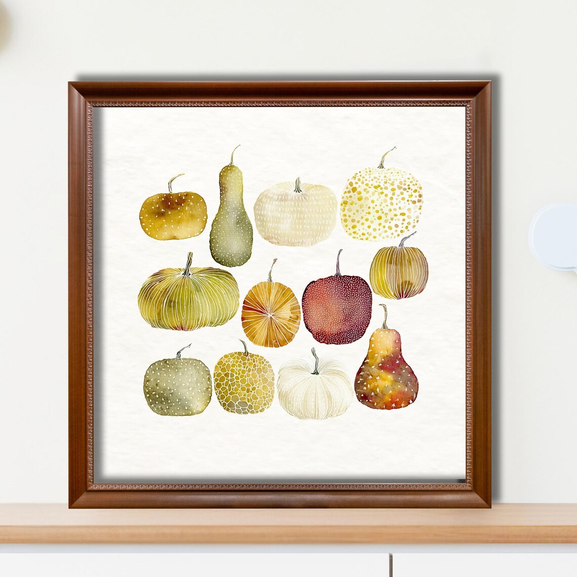 Watercolor Pumpkin Print Rustic Farmhouse Fall Decor