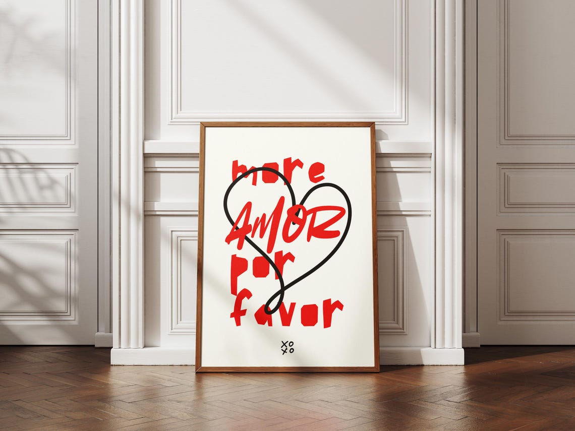 More Amor Por Favor Love Poster Trendy Living Room Decor Playing Card Quote Art Aesthetic Cute Gift Wall Art 1 Print - Image 3