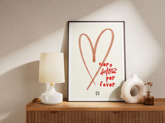 More Amor Por Favor Love Poster Trendy Living Room Decor Playing Card Quote Art Aesthetic Cute Gift Wall Art 1 Print