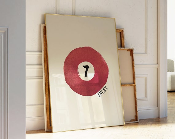 Vintage Pool Ball Print Retro Watercolor Wall Art Bar Cart Decor Wall Art Pool Ball Poster Trendy Wall Art Instant
