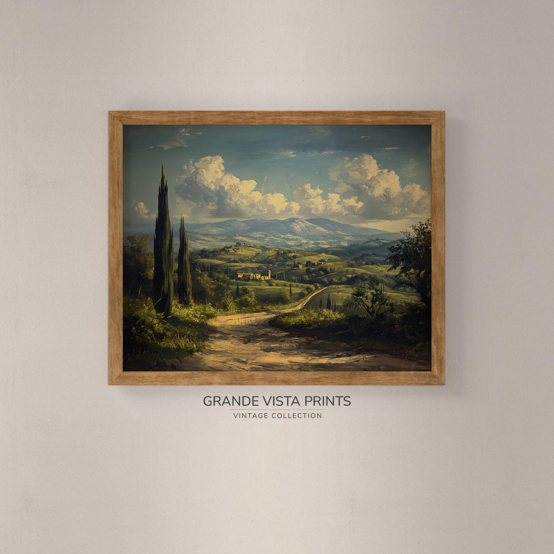 Tuscan Valley Vista Dirt Road Cypress Trees Distant Villa Italy Poster - Image 4