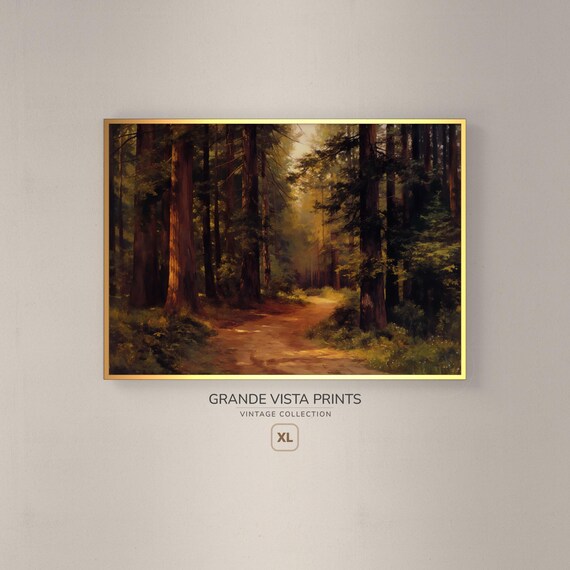 Extra Large Redwood Forest Forest Trees Landscape Painting Wall Art Large Forest Landscape Artwork Gv4937