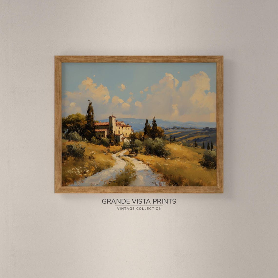 Tuscan Villa Hill Cypress Golden Fields Italian Countryside Poster - Image 4