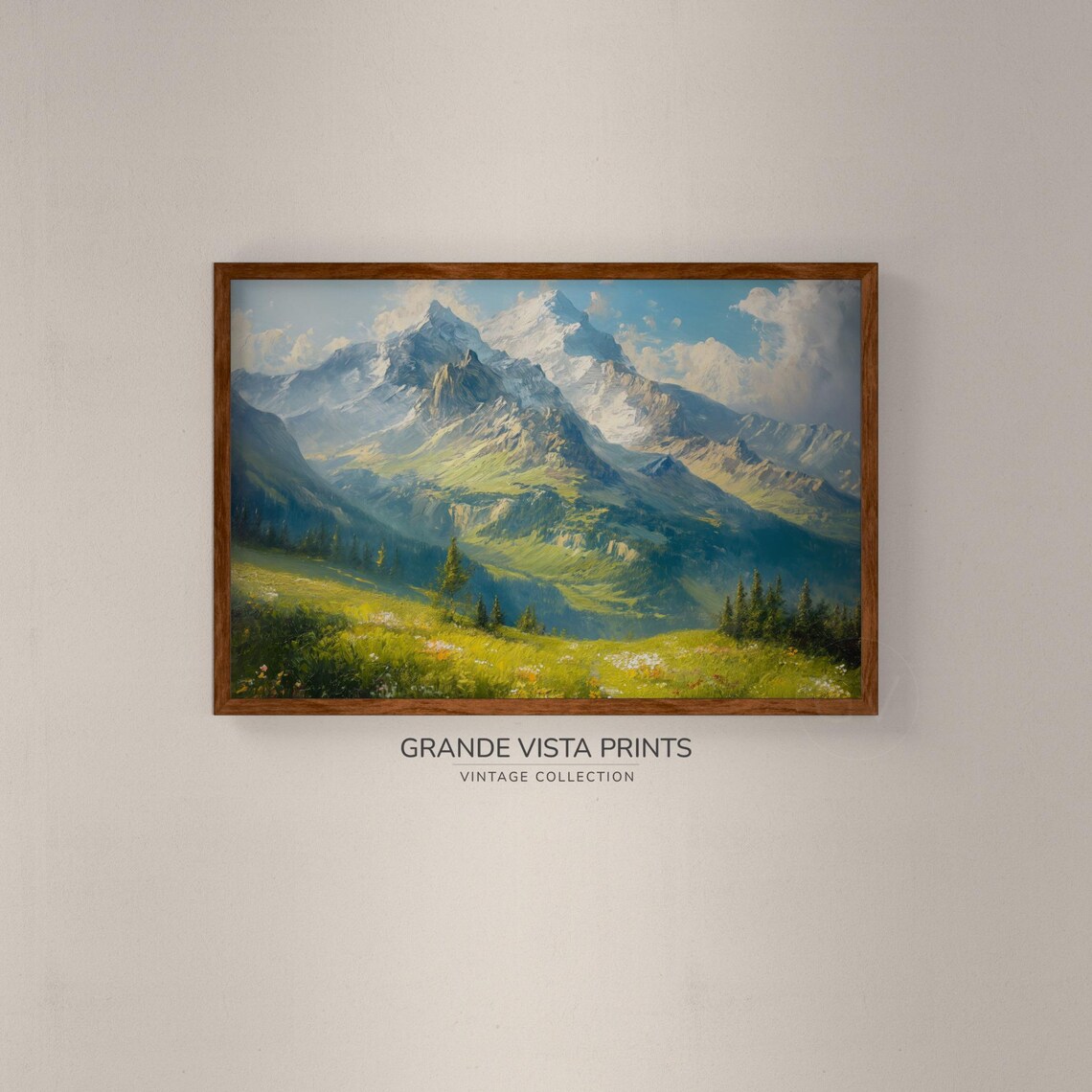 Spring Mountain Landscape Painting, Landscape Art Print - Image 2