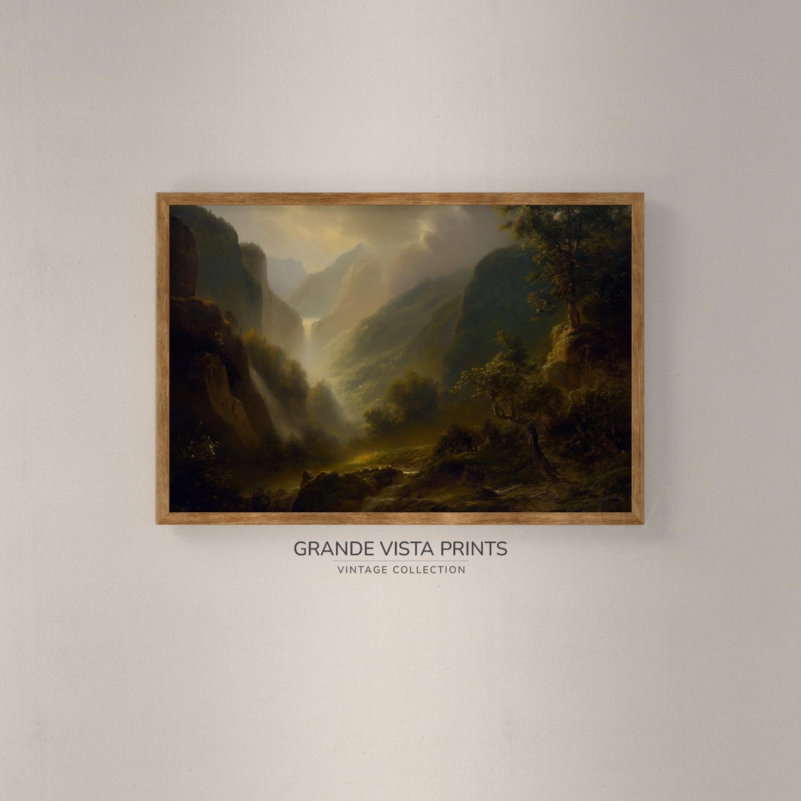 Mountain Waterfall Landscape Painting Mountain Landscape Wall Art Mountain Waterfall Wall Art Gv4216 - Image 2