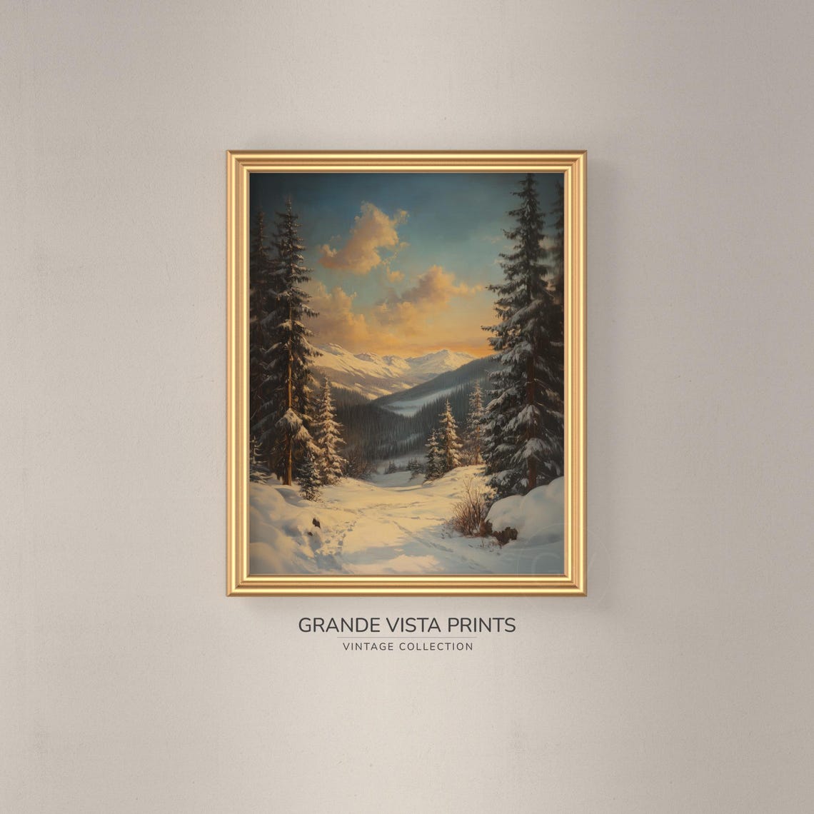 Winter Snow Forest Valley Sunset Snow Covered Pines Travel Poster - Image 3