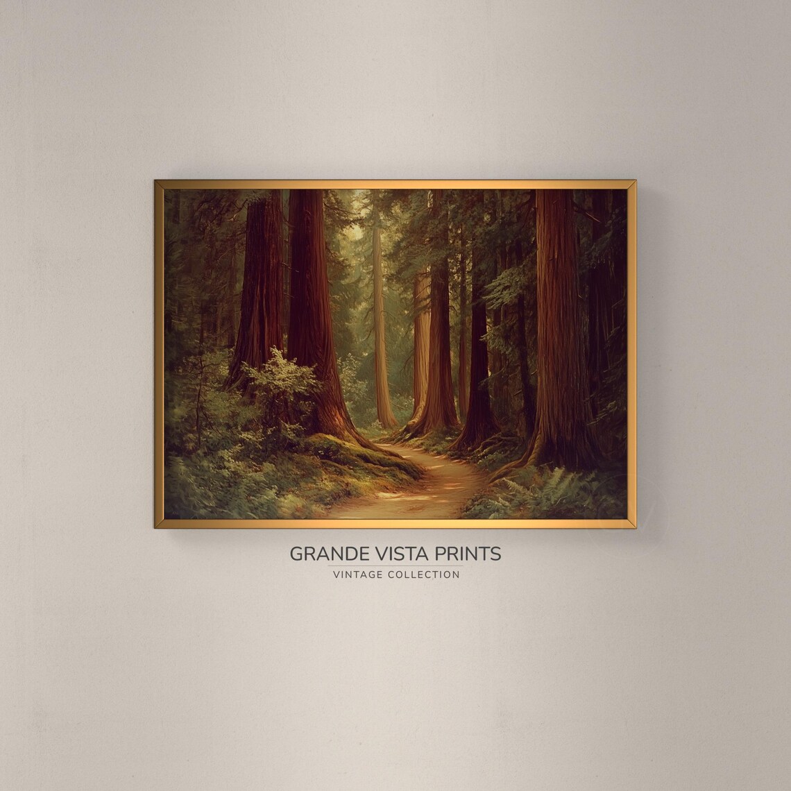 Redwood Forest Landscape Painting Wall Art Forest Trail Wall Art Gv4823