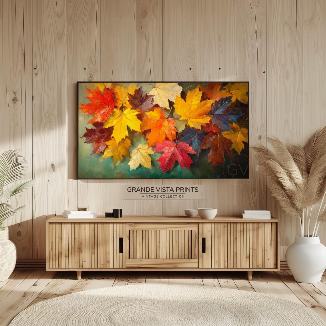 Scattered Maple Leaves Warm Autumn Tones Fall Foliage Painting Poster - Image 2