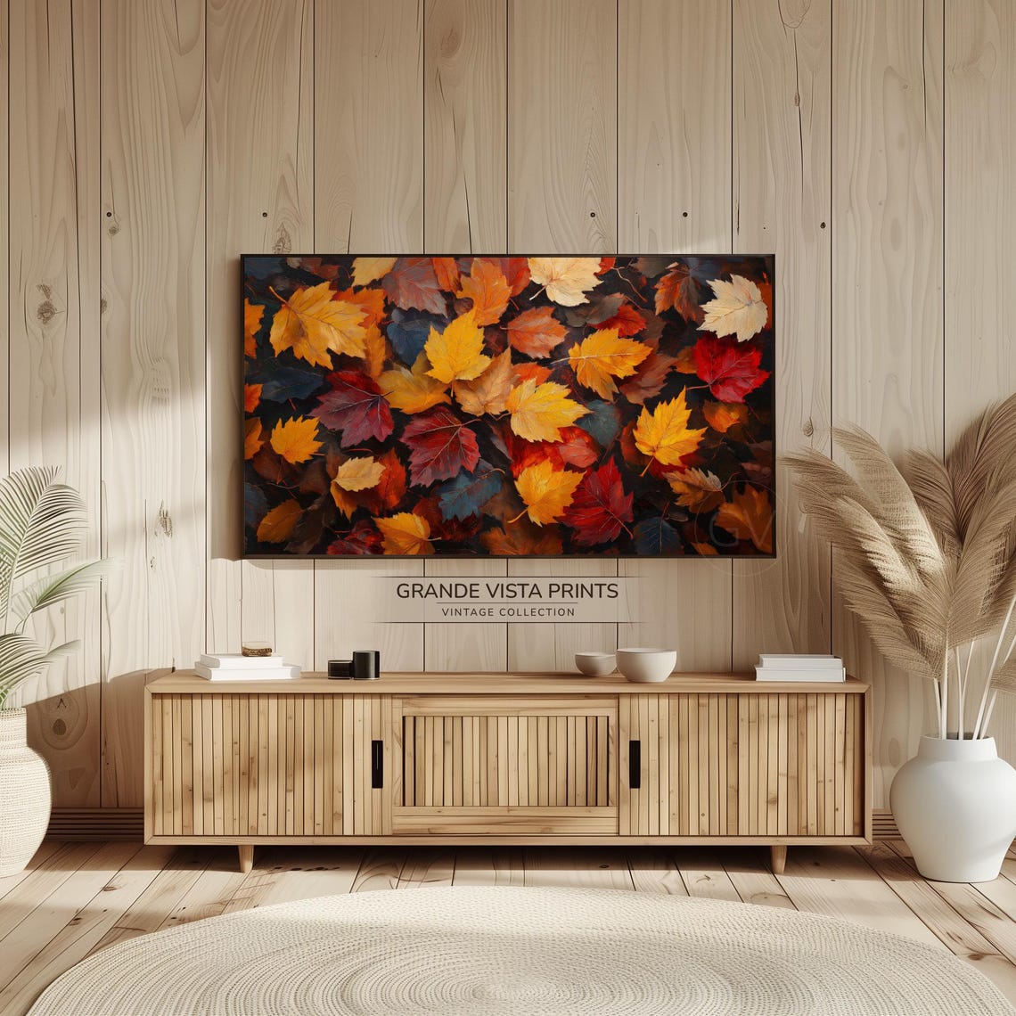 Dense Maple Leaves Pile Colorful Autumn Fall Foliage Painting Poster - Image 2