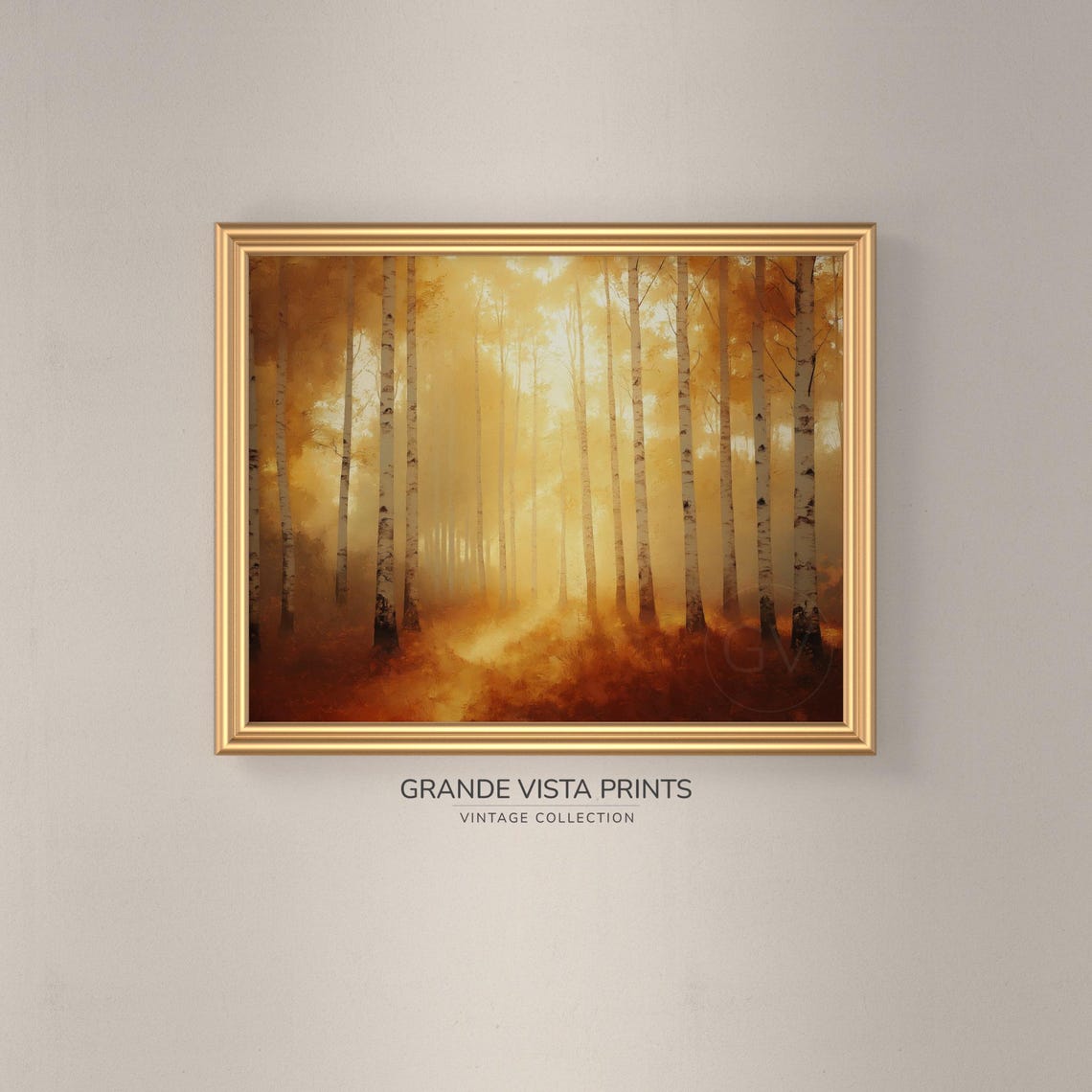 Golden Forest Clearing Sunlit Autumn Path Landscape Painting Poster - Image 3