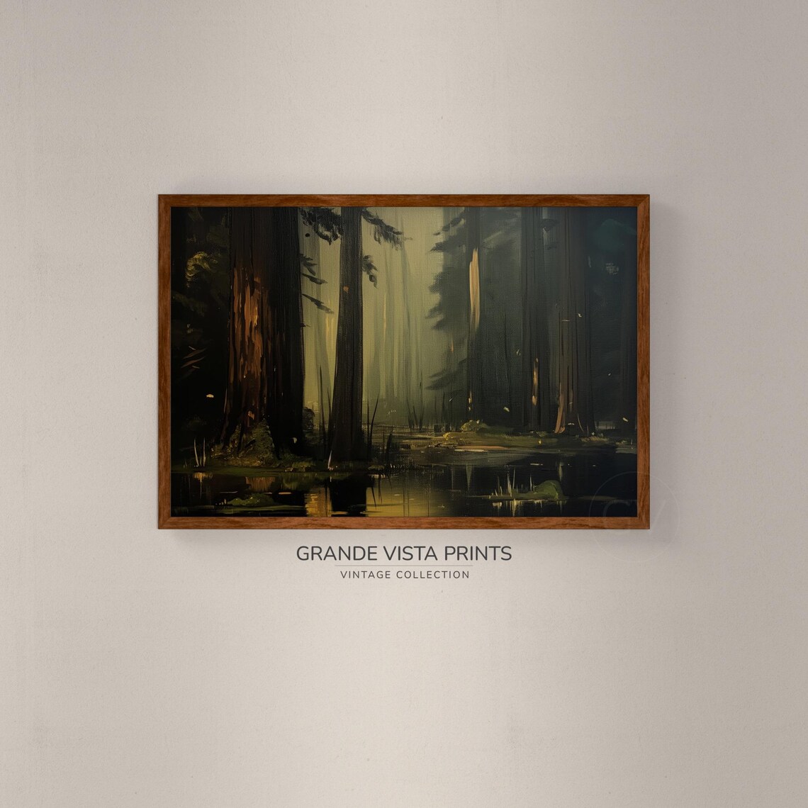 Forest Swamp Artwork Dark Woods Wall Art Dark Green Forest Wall Art Forest Gv4369 - Image 2