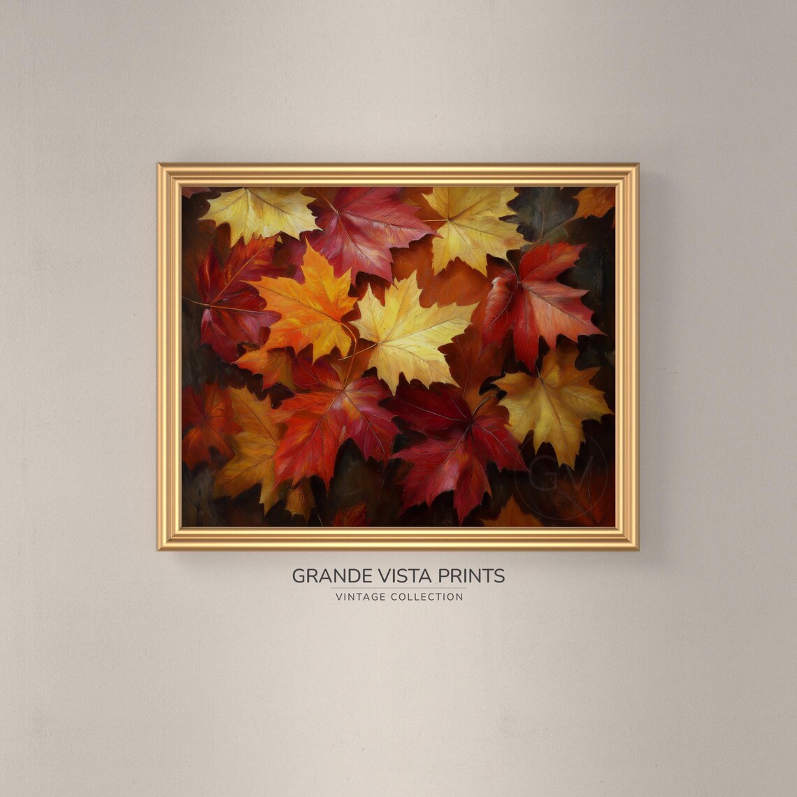 Colorful Maple Leaves Rich Red Orange Fall Foliage Painting Poster - Image 3