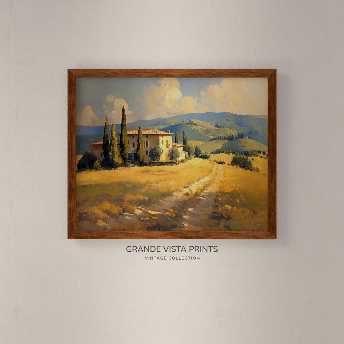 Tuscan Villa With Cypress Trees Golden Countryside Hills Italy Poster - Image 4