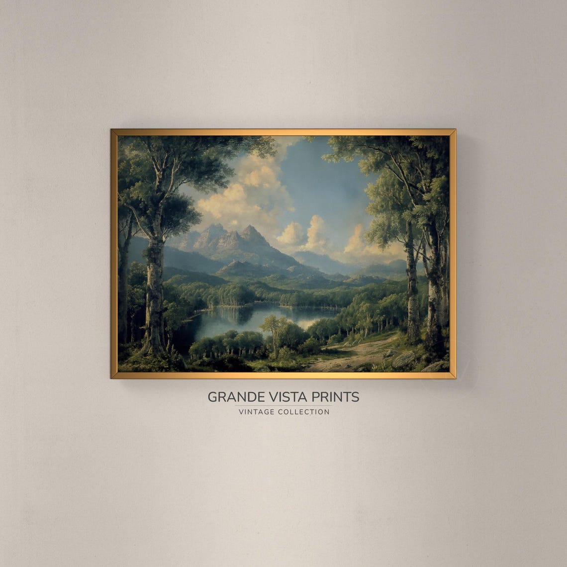 Afternoon Lake Mountain Landscape Artwork Vintage Print Wall Art Instant Art Gv4006