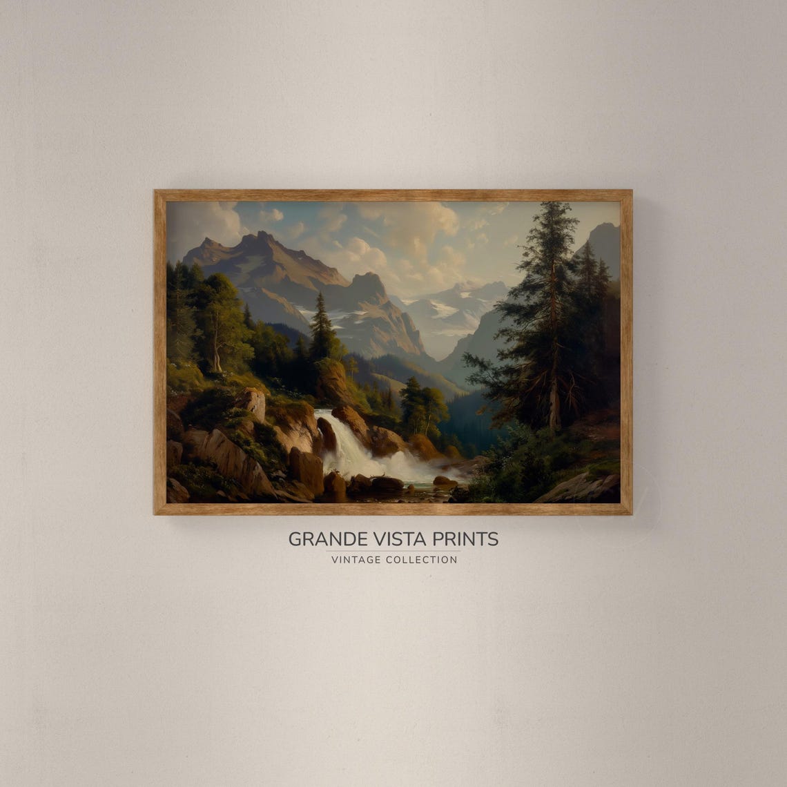 Moutain Waterfall Landscape Painting Mountain Range Wall Art Nature Waterfall Artwork Instant Gv4226 - Image 2