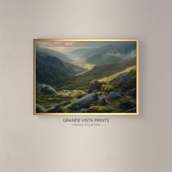 Mountain Rocks Wall Art Mountain Scenery Landscape Painting Mountain Landscape Artwork Gv4248