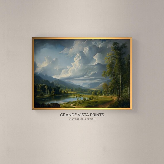 Forest Lake Landscape Painting Instant Landscape Art Print Gv4054
