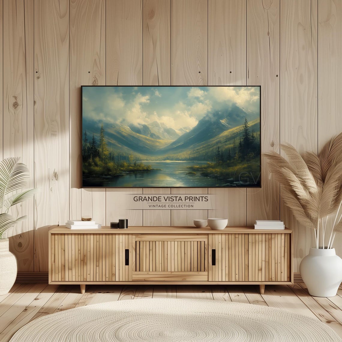 Moody Mountain Lake Frame Tv Art Landscape Home Decor Gv4080 - Image 2