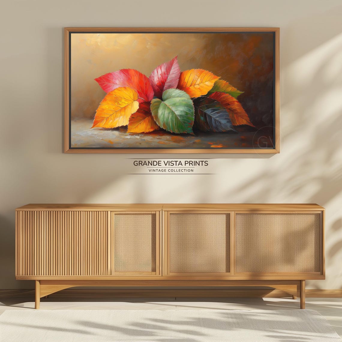 Autumn Leaves Still Life Colorful Red Orange Bouquet Painting Poster - Image 4
