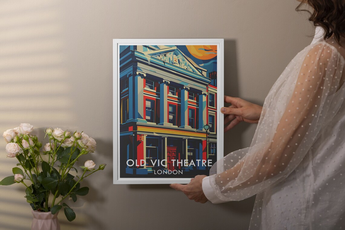 The Old Vic Theatre Travel Poster Exterior Facade Of Londons Historic Theatres Decor Londons Theatres With Our Art Deco Prints - Image 3
