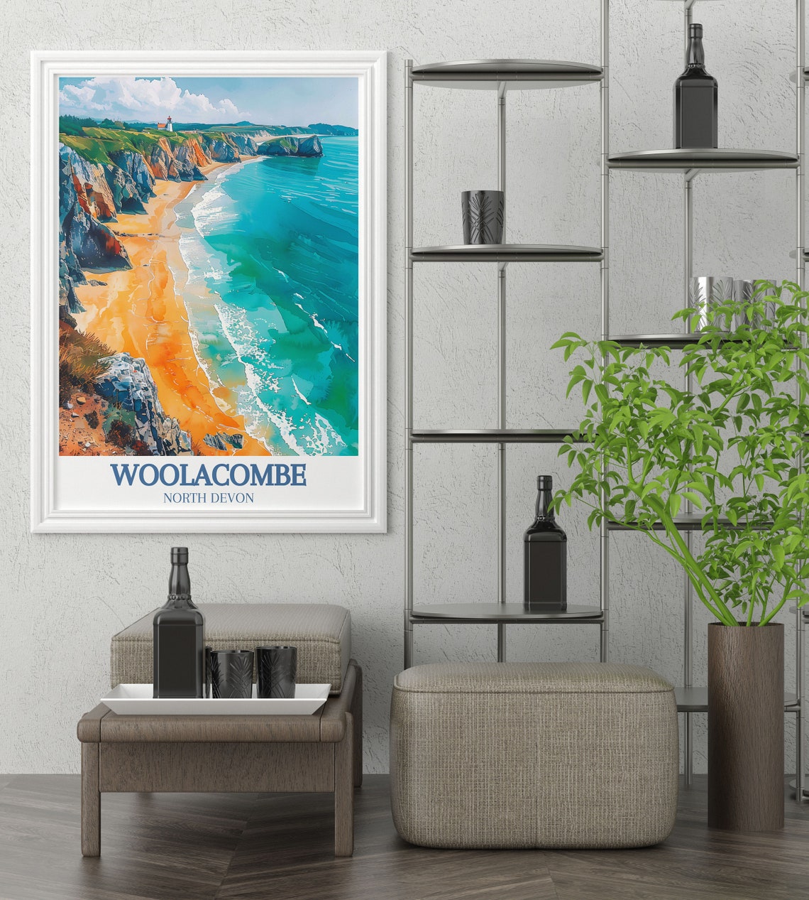 Woolacombe Beach Golden Sands and Turquoise Cliffs North Devon Poster - Image 3