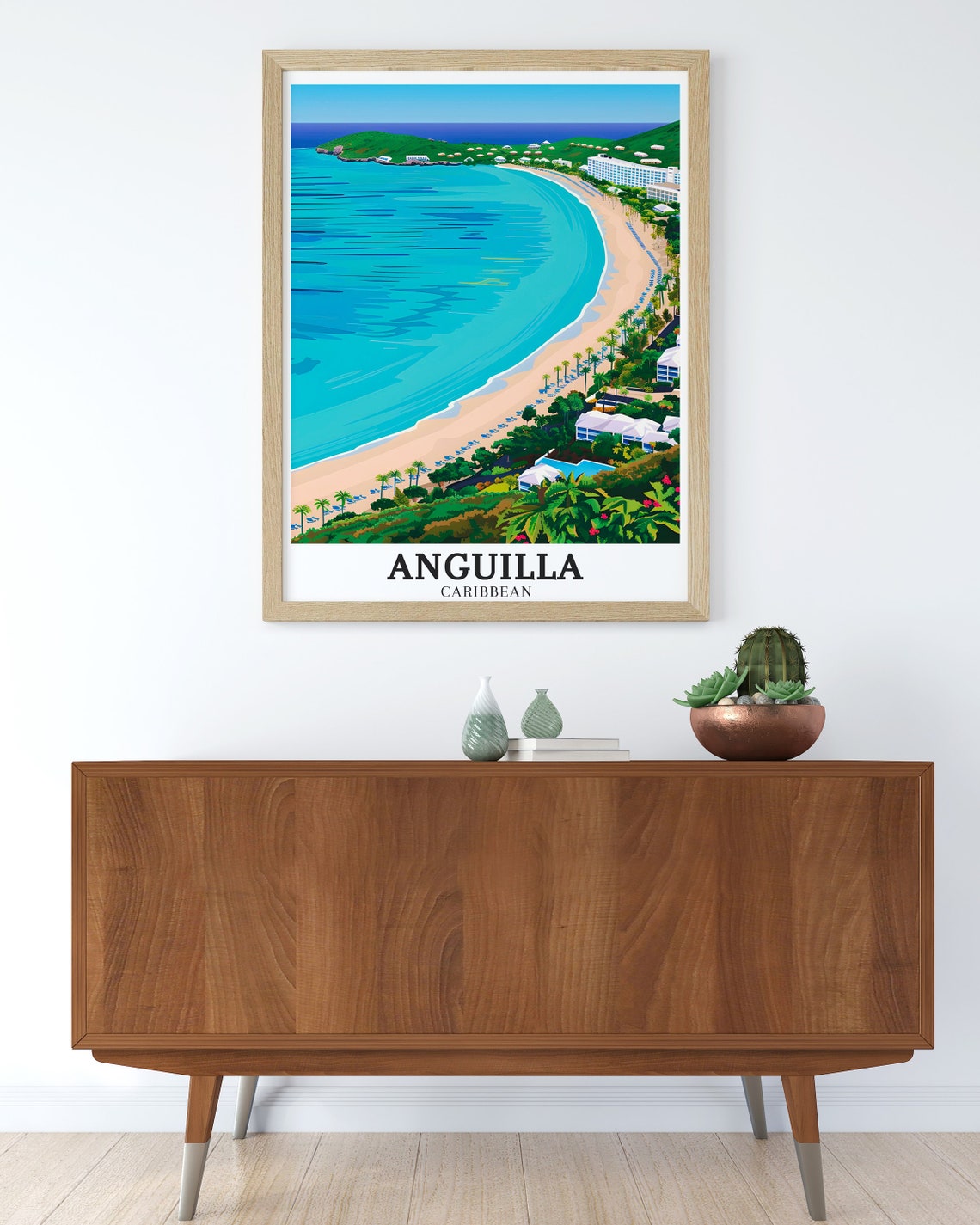 Anguilla Caribbean Maundays Bay Aerial Beach Turquoise Travel Poster - Image 2