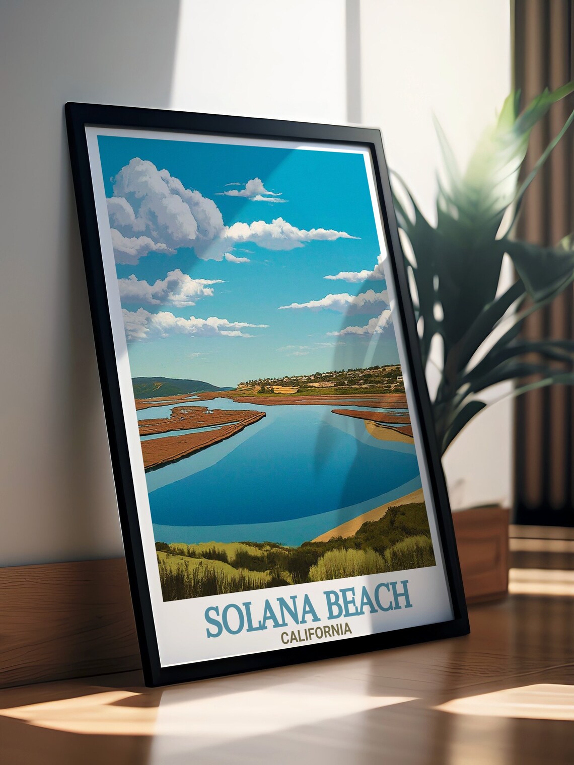 Solana Beach California San Elijo Lagoon Turquoise Lake Travel Poster - Image 2