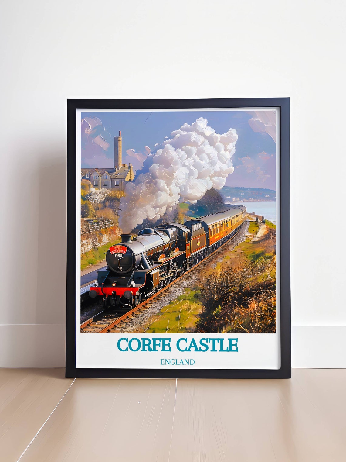 Corfe Castle Coastal Steam Train Swanage Railway England Poster - Image 4