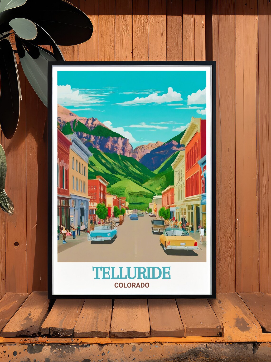 Telluride Colorado Historic Main Street Classic Cars Travel Poster - Image 2