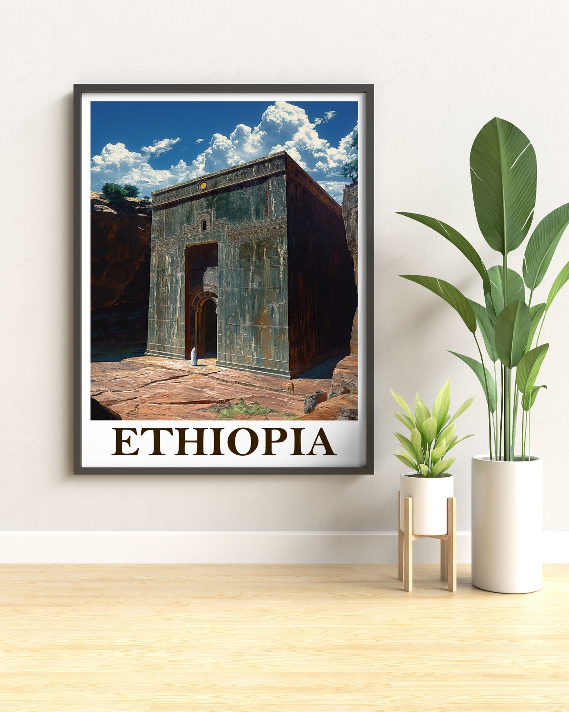 Ethiopia Ancient Rock Hewn Church Dramatic Sky Travel Art Poster - Image 2