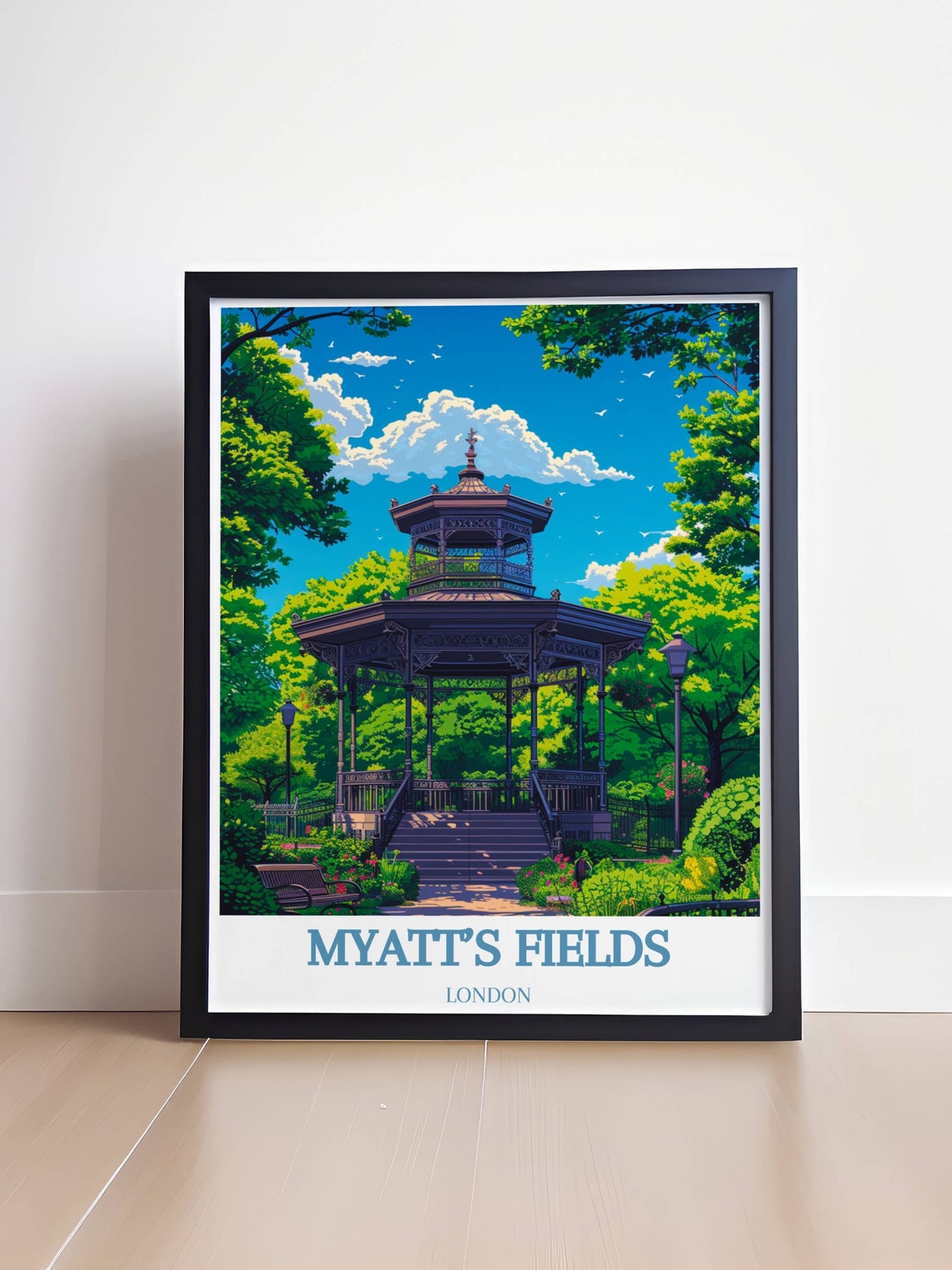 Myatts Fields London Victorian Bandstand Among Lush Green Trees Poster - Image 4