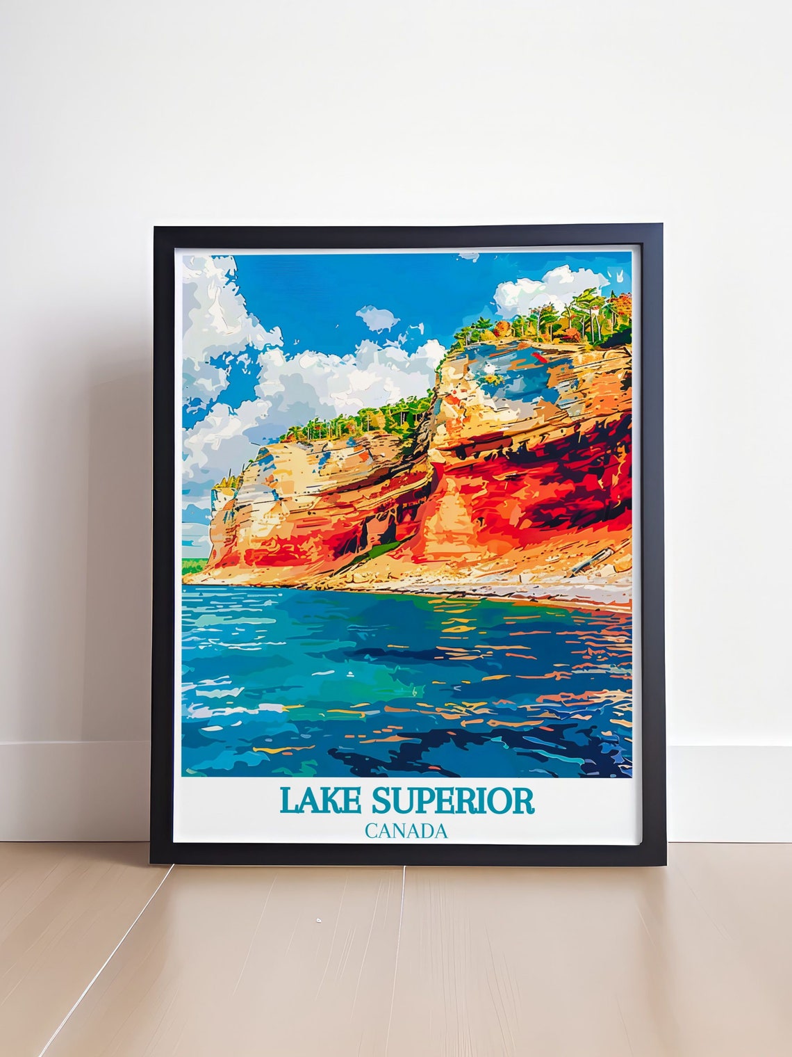 Lake Superior Canada Red Rock Cliffs Lakeshore Travel Poster - Image 4