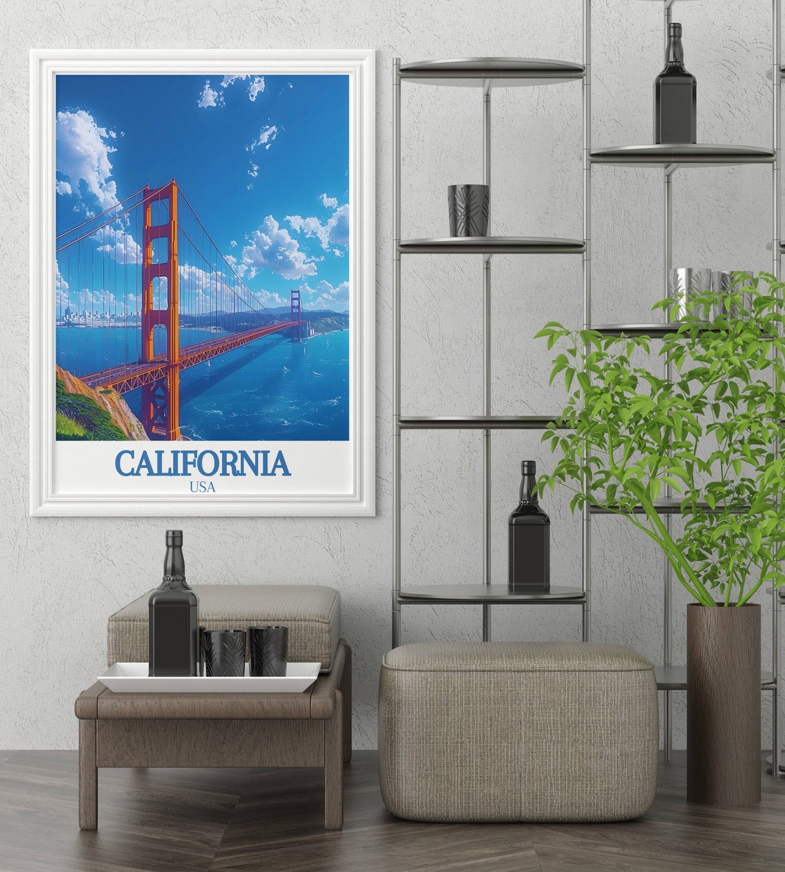 Golden Gate Bridge San Francisco California USA Vintage Travel Poster - Image 3