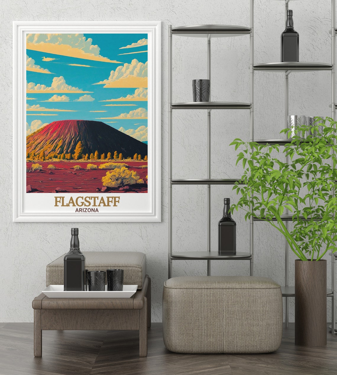 Flagstaff Sunset Crater Volcano Cinder Cone Arizona Travel Poster - Image 2