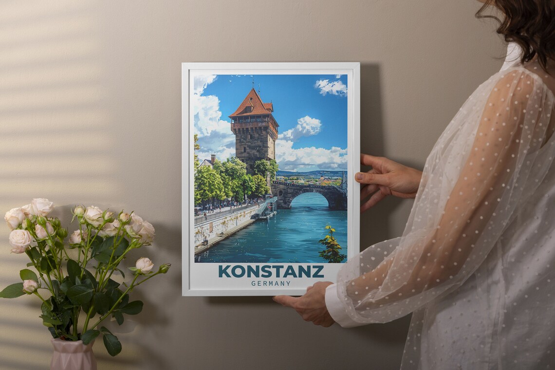 Konstanz Germany Historic Rheintorturm Tower on the Rhine Poster - Image 3