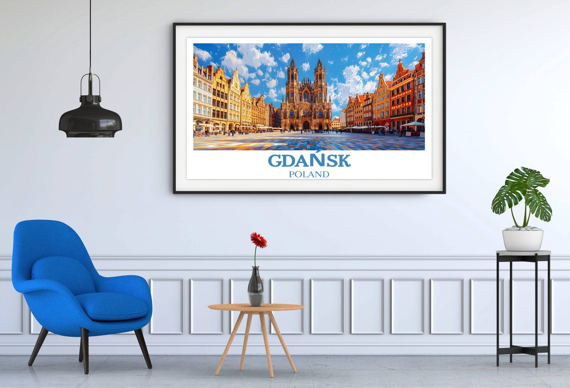 Gdansk Poland Old Town Square Gothic Cathedral Summer Poster - Image 2