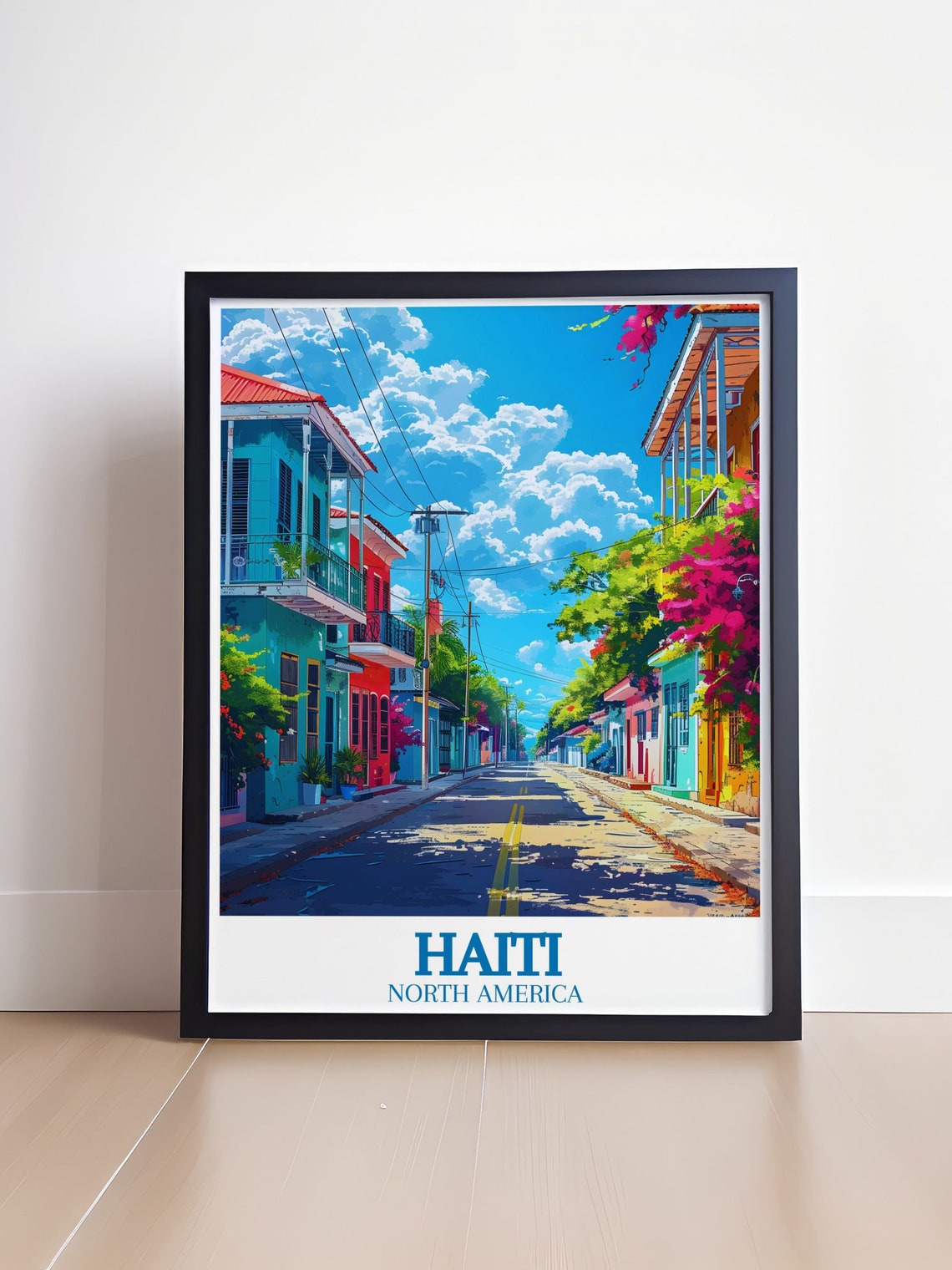 Haiti Colorful Colonial Street Caribbean Island Travel Poster - Image 4