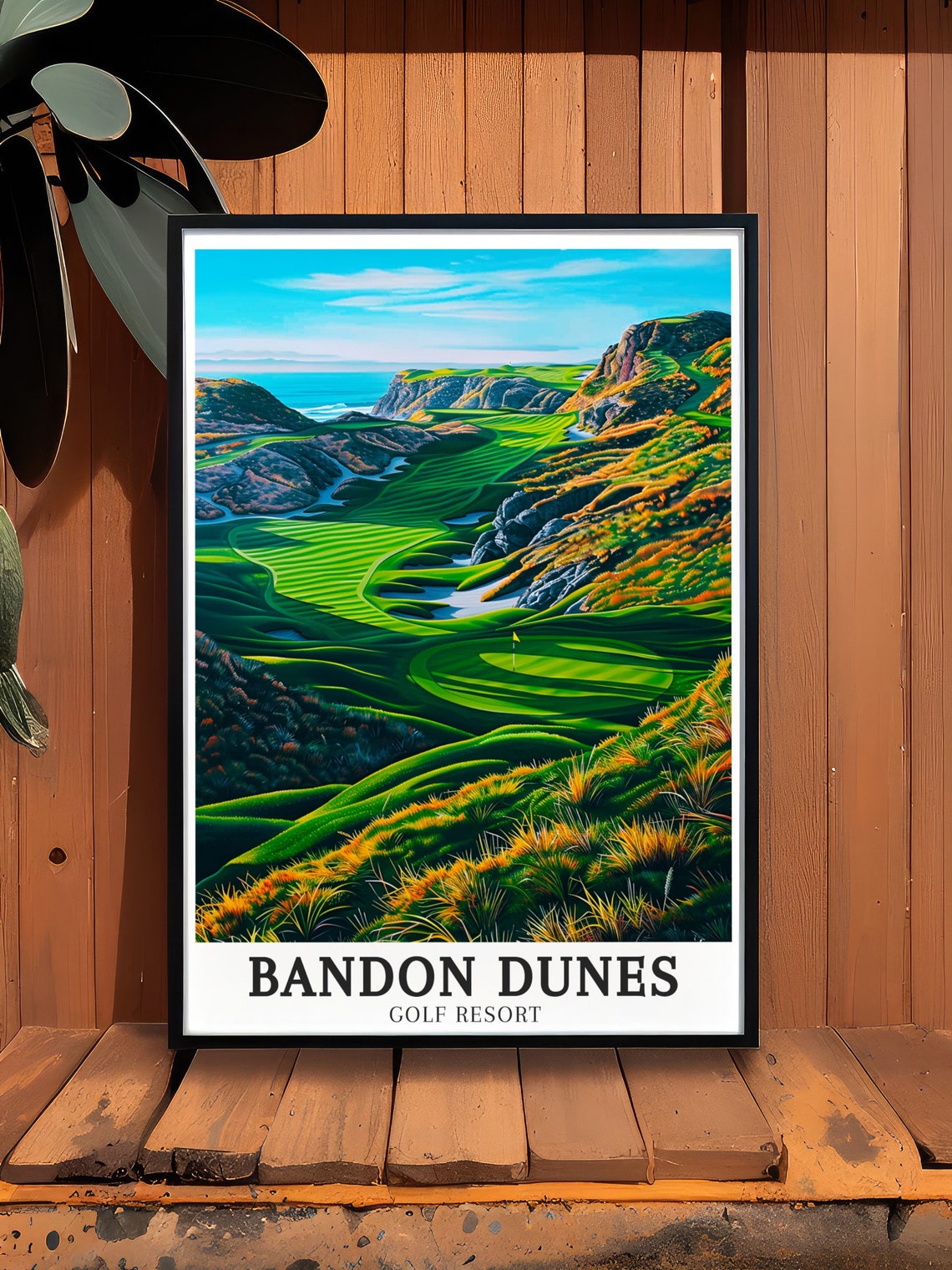 Bandon Dunes Cliffs Links Course and Flagstick View Art Poster - Image 3