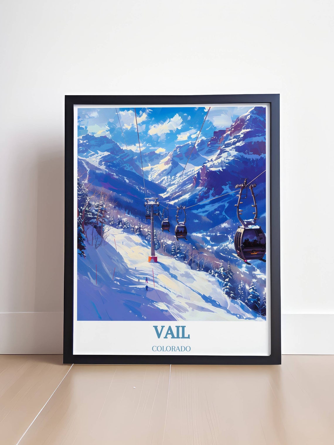 Vail Colorado Ski Gondolas Snowy Winter Slopes Mountain Poster - Image 4
