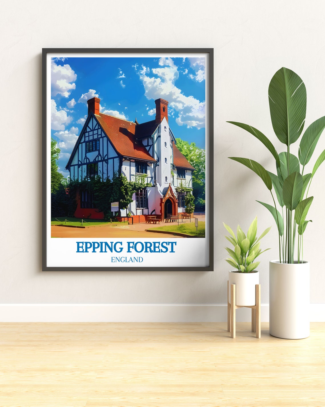 Epping Forest England Historic Half Timbered Lodge House Poster - Image 3
