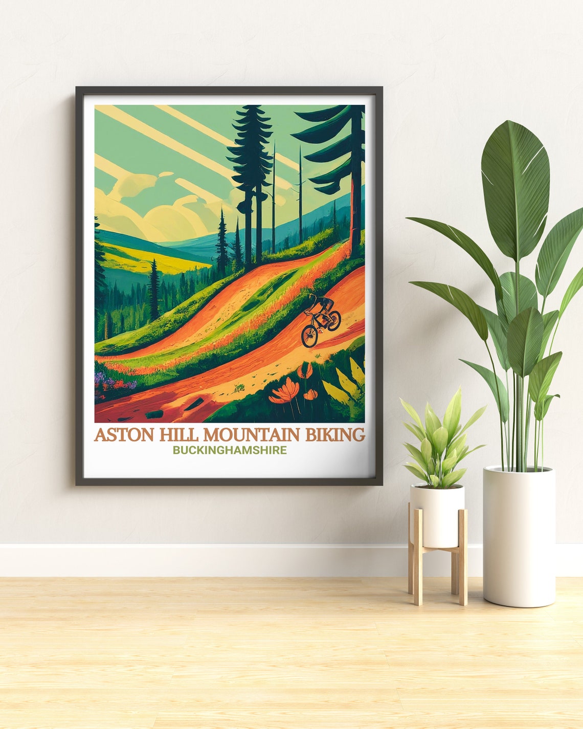 Aston Hill Mountain Biking Downhill Pine Forest Trail Poster - Image 3