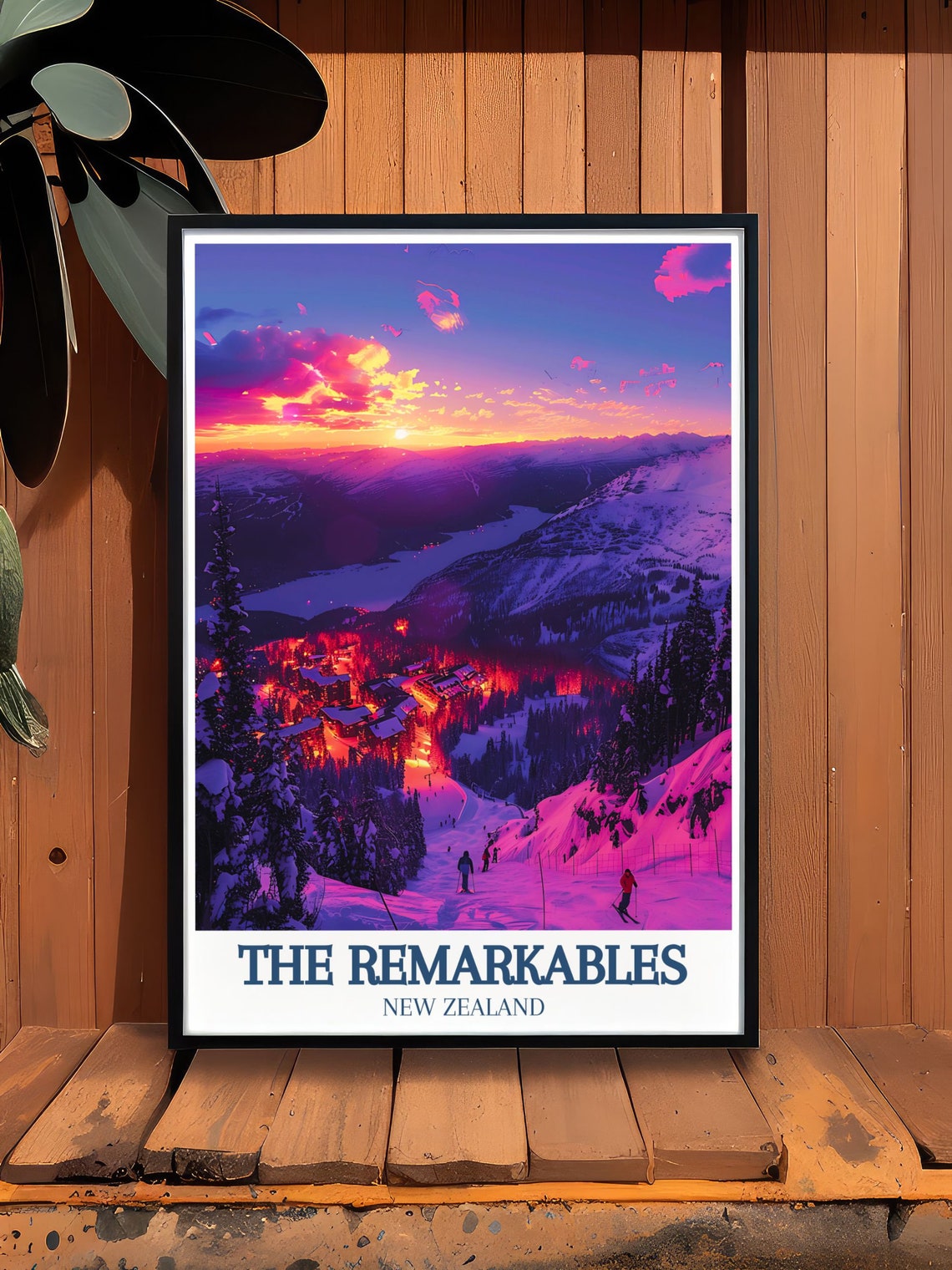 The Remarkables Ski Resort Sunset New Zealand Alpine Village Poster - Image 2