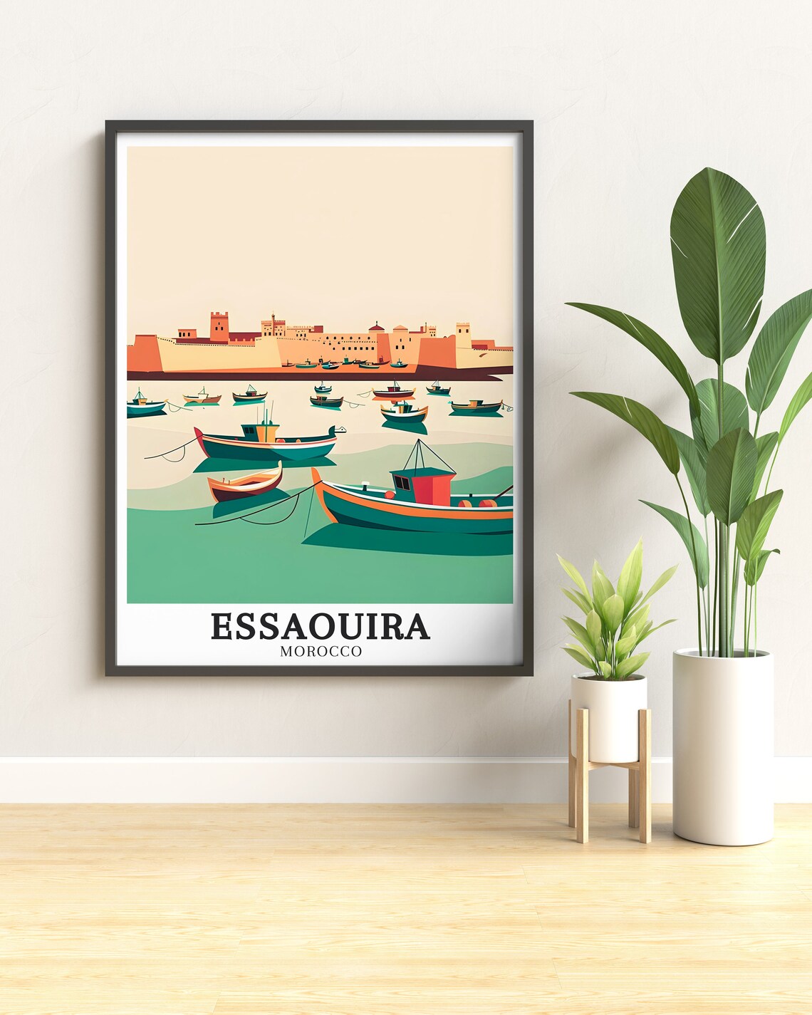 Essaouira Morocco Illustrated Harbor Boats Medina Coast Travel Poster - Image 3