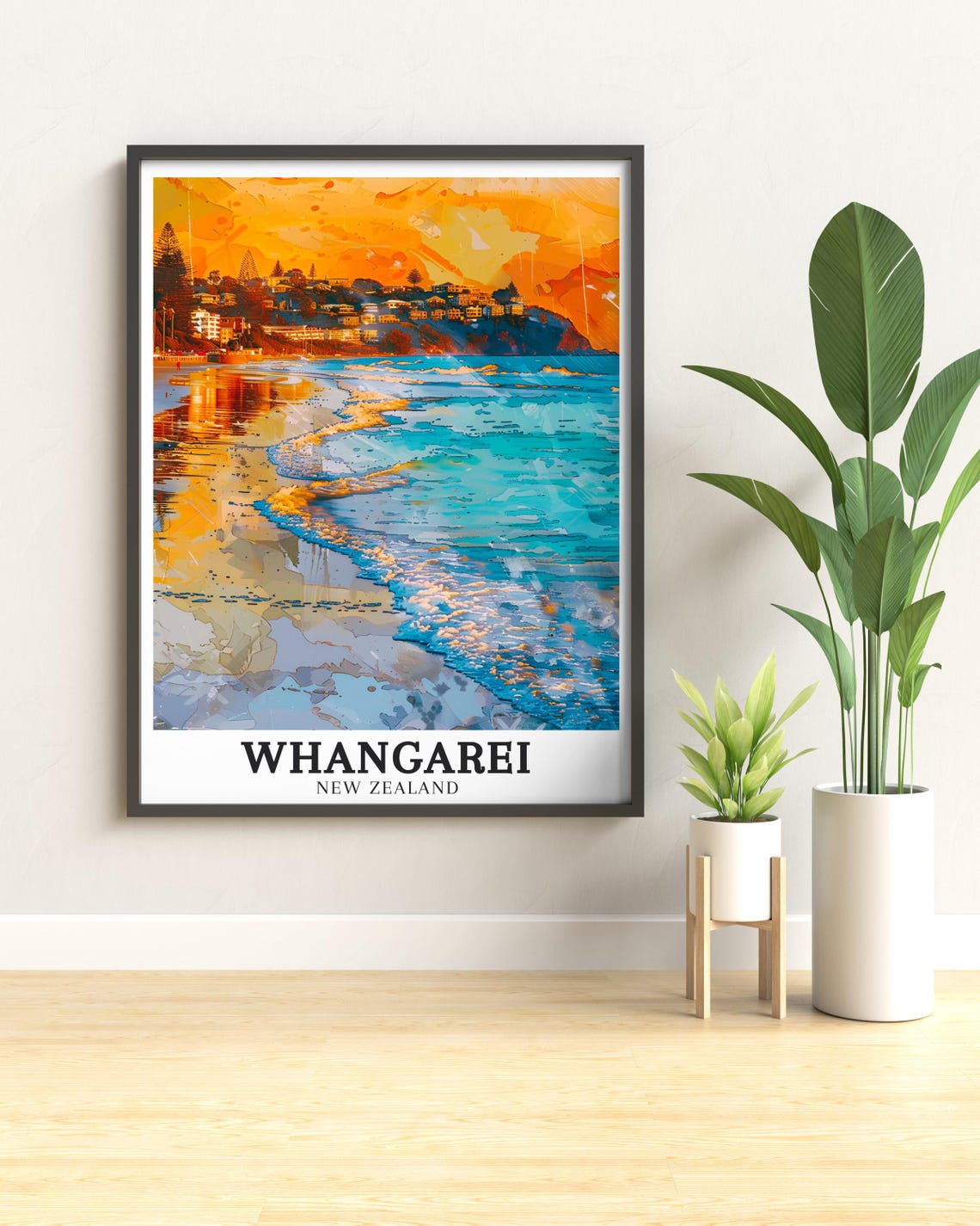 Whangarei New Zealand Sunset Beach Golden Waves Coastal Poster - Image 3
