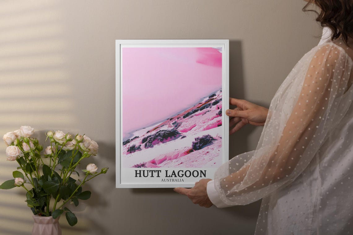 Hutt Lagoon Australia Pink Salt Lake Aerial View Scenic Poster - Image 4