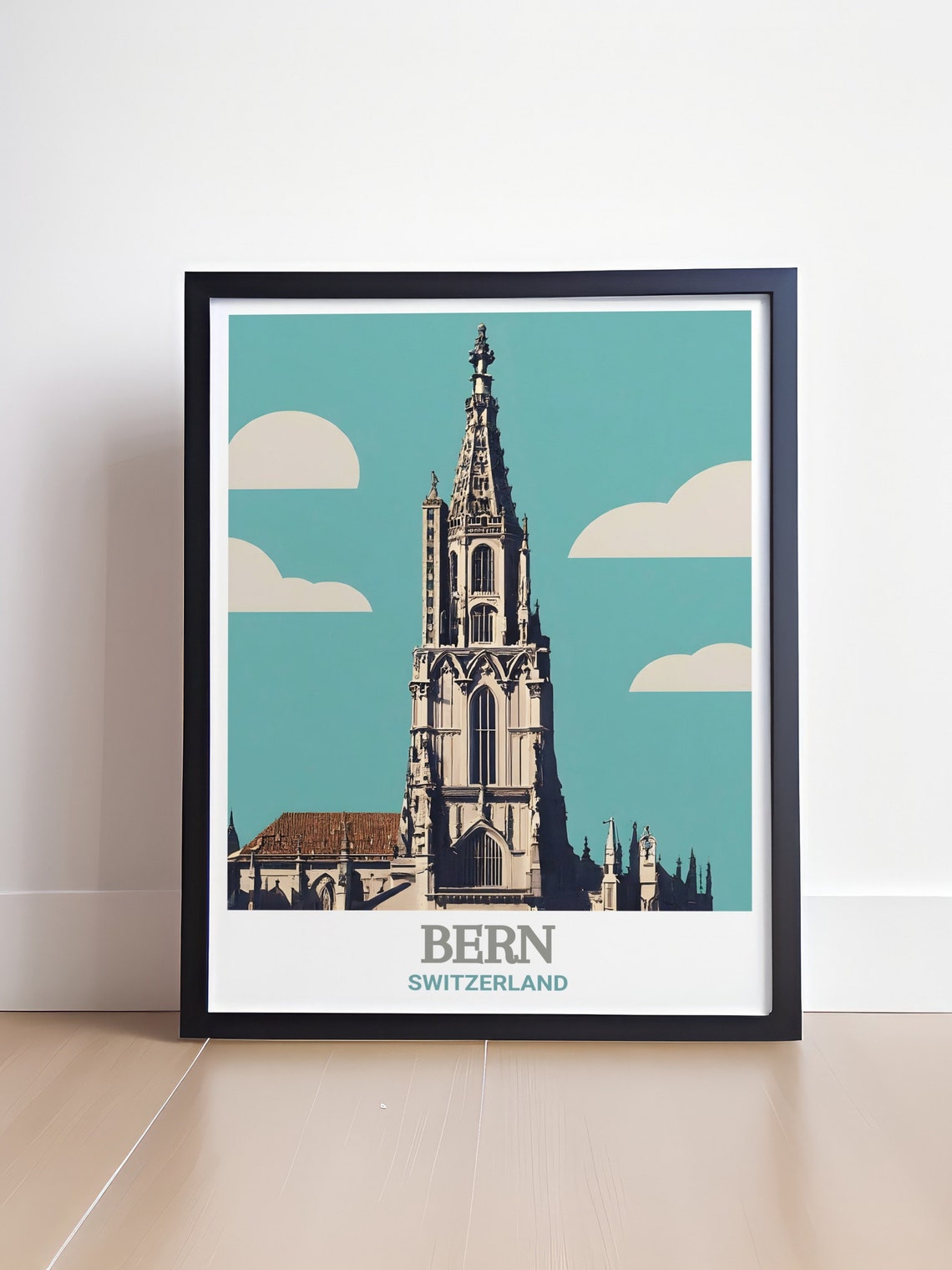 Bern Minster Cathedral Poster Switzerland Gothic Spire Travel Art - Image 4