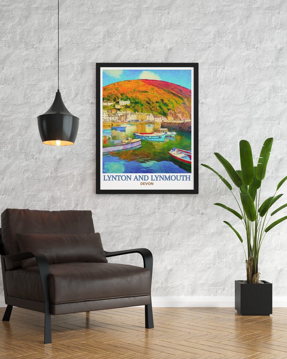 Lynton And Lynmouth Devon Harbour Boats Vintage Travel Poster - Image 2