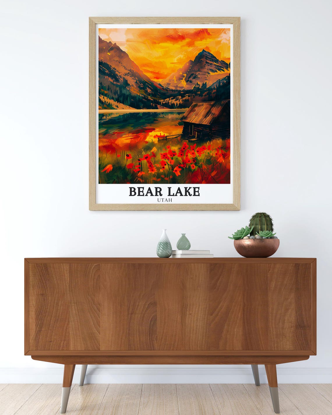 Bear Lake Utah Rustic Cabin Sunset Wildflowers Mountain Lake Art Poster - Image 3