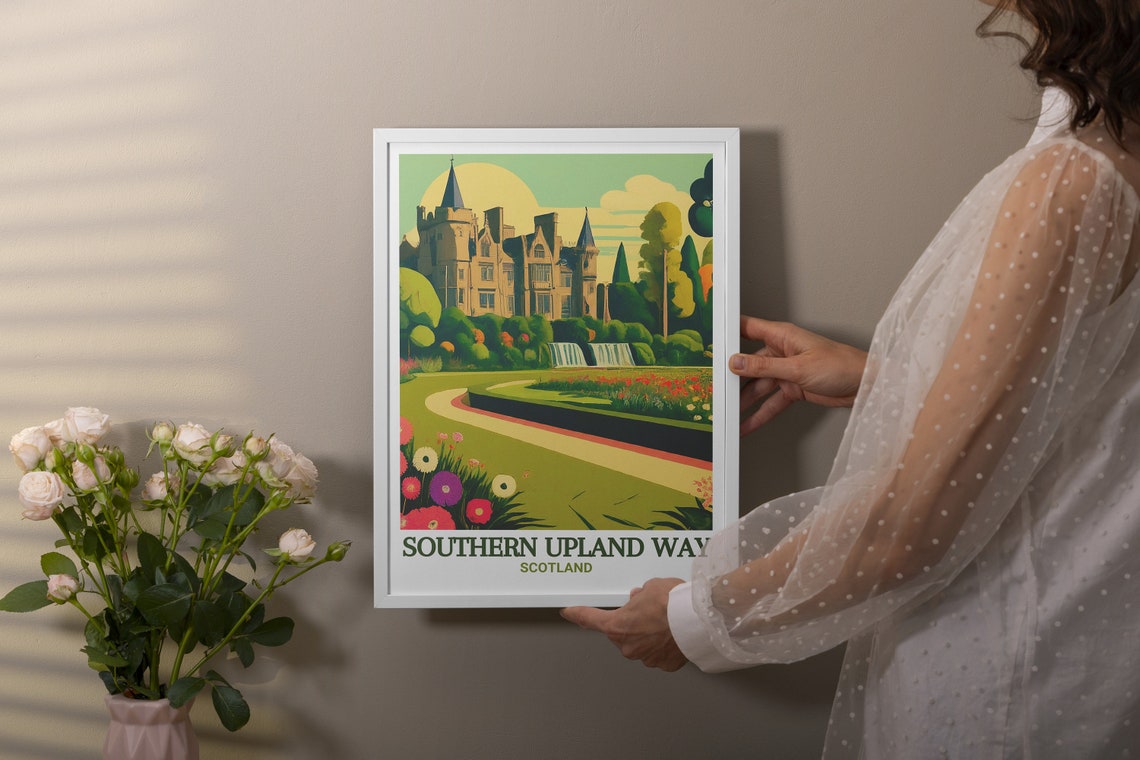 Southern Upland Way Scotland Blossoming Castle Gardens Lake Poster - Image 3